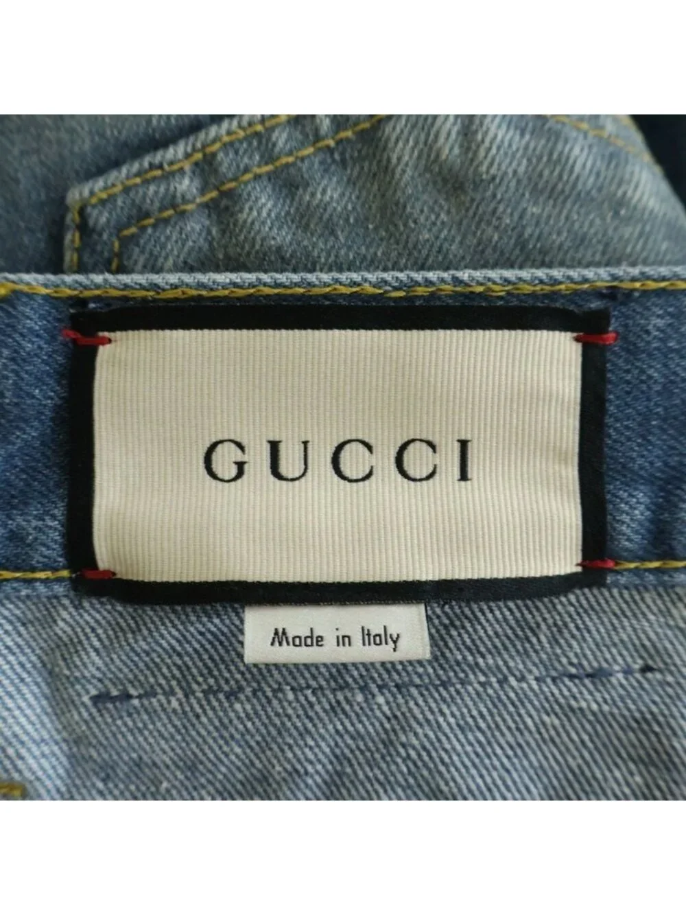 Gucci Logo Patch Washed Flare Denim Pants Blue